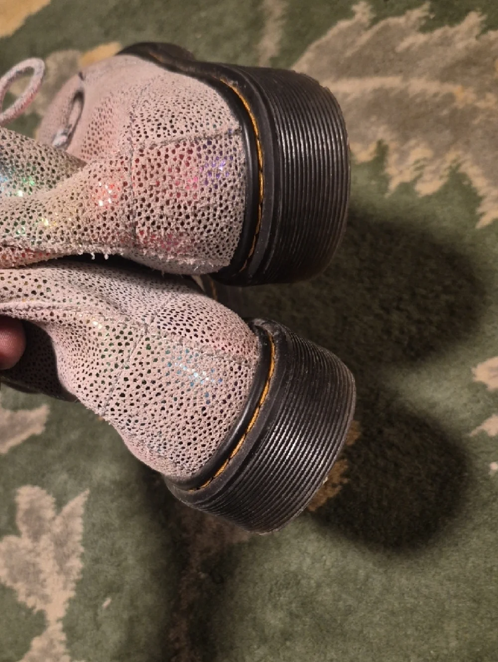 Dr. Martens Kids Glitter Lace-Up Boots in Pink and Silver